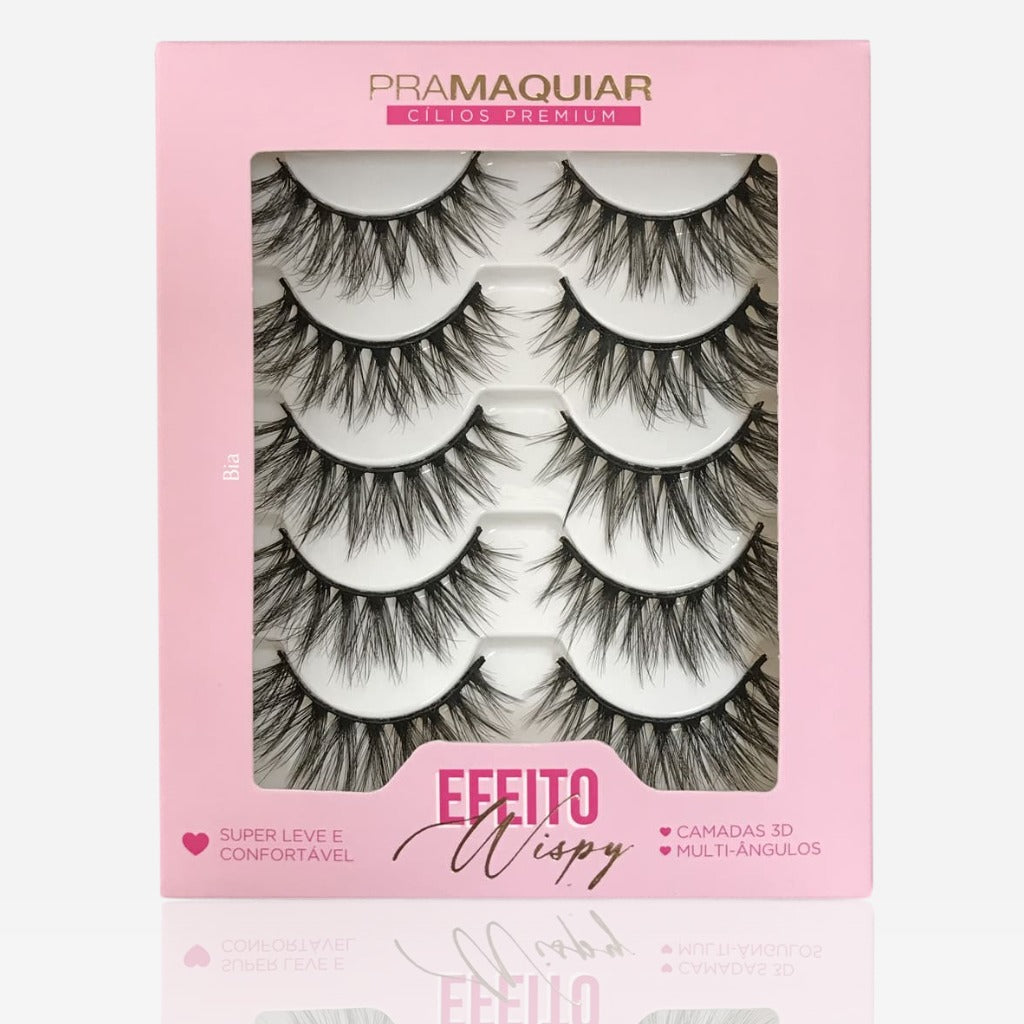5 pares Cílios postiços Premium #1142 BIA (Efeito Wispy)