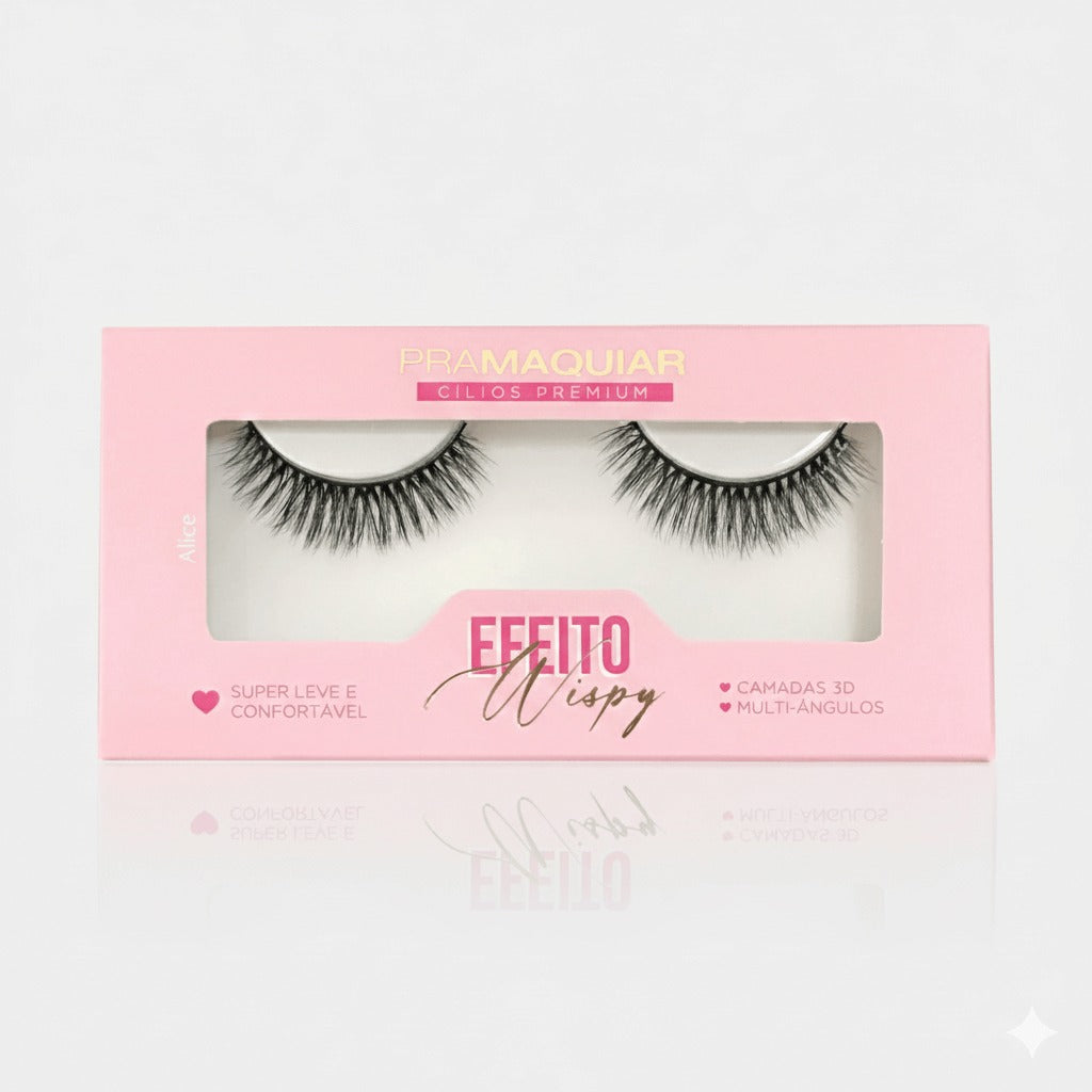 Cílios postiços Premium Efeito Wispy #1138 ALICE