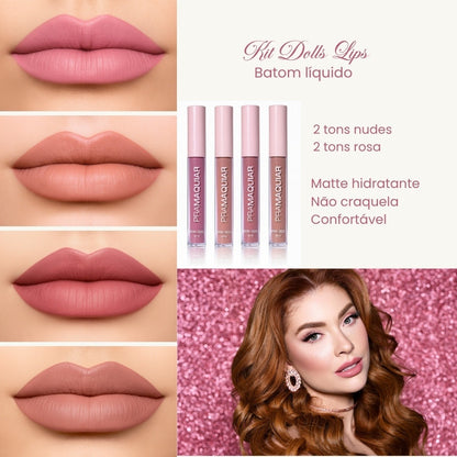 Kit com 4 Batons - Dolls Lips