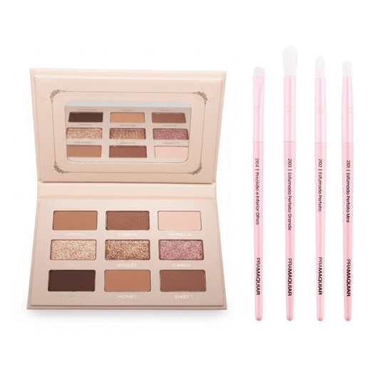 KIT Paleta de Sombras Chocolate Glam + Pincéis para Olhos