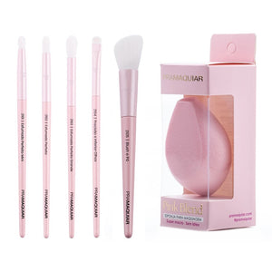 KIT Pincéis + Esponja Pink Blend