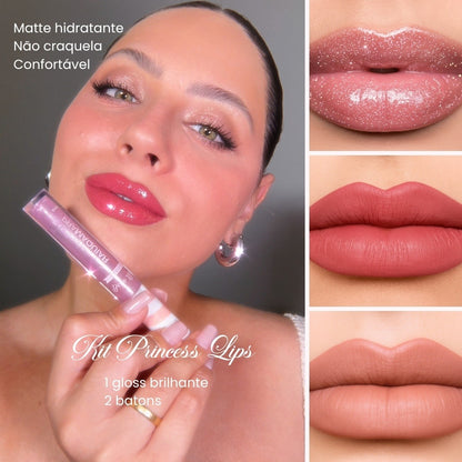 Kit com 2 Batons e 1 Gloss - Kit Princess