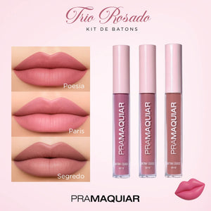 Kit com 3 Batons - Trio Rosado