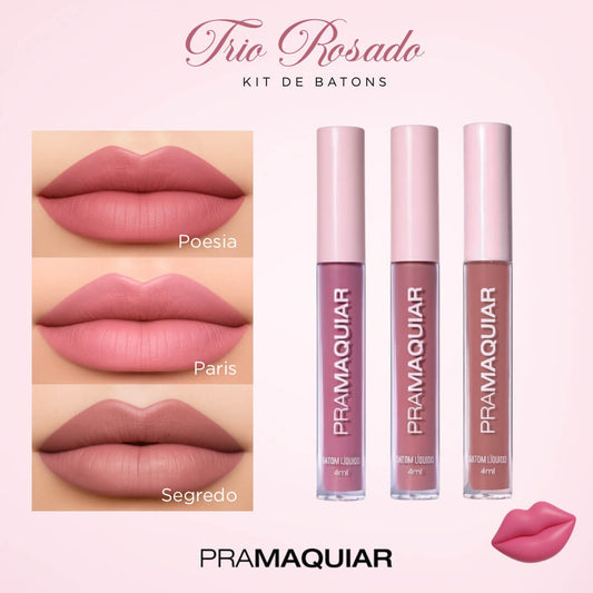Kit com 3 Batons - Trio Rosado